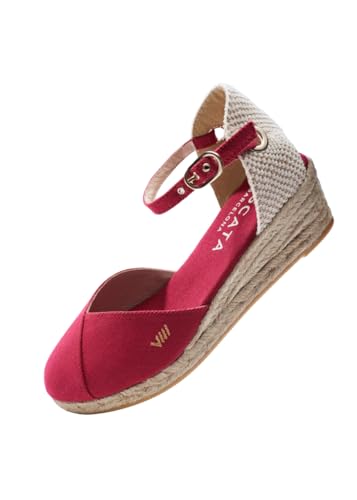 Image of Viscata Pubol Espadrille Canvas Low Wedges with Ankle Strap Spain Handmade 2 inch Heel Women's Sandals with Breathable Organic Cotton Canvas and 100% Natural Jute for all Occasions: Casual, Work, Party