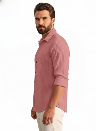 Image of Amazon Brand - INKAST Men's Casual Button Down Shirts Long Sleeve Linen Shirt Fashion Textured Beach Summer Shirt