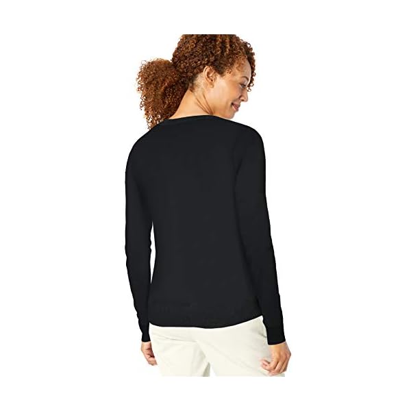 Amazon Essentials Women's Lightweight Crewneck Cardigan Sweater (Available in Plus Size), Black, Large