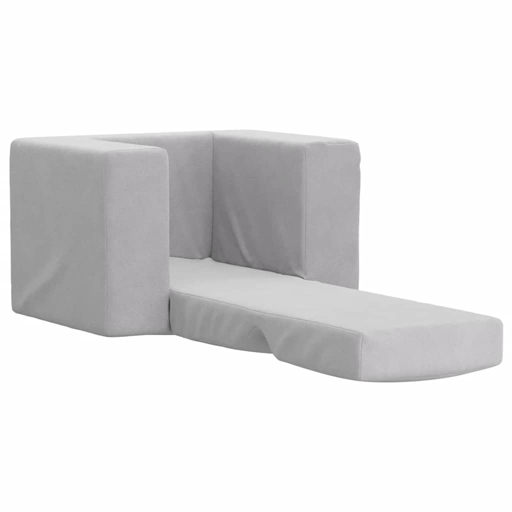 Sofa do spania dla dzieci, jasnoszara, miękki plusz, tapicerka z pianki, zdejmowany pokrowiec, sofa dziecięca z funkcją spania, 52 x 38 x 42 cm, do pokoju dziecięcego, zabawy i odpoczynku