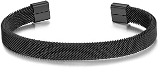 Philip Jones Men's Black Steel Mesh Cuff Bracelet