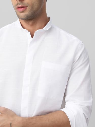 Image of Urbano Fashion Men's Cotton Full Sleeve Regular Fit Casual Solid Shirt with Band Collar