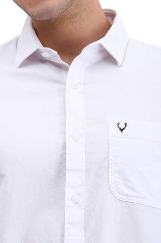 Image of Allen Solly Men White Slim Fit Textured Full Sleeves Casual Shirts