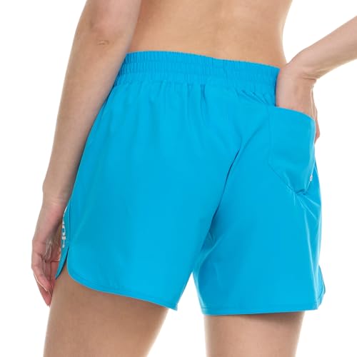 Pantalones cortos de natación ligeros bañador de mujer corto turquesa con bolsillos 3