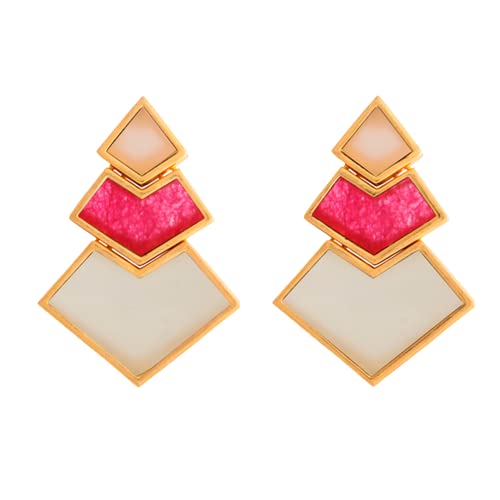 Boucles d'oreilles Nefertiti rose blanc fuchsia bijou pendant coloré pour femme
