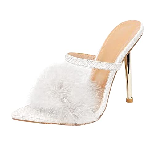 Laceup Heels Breathable High Casual Toeknob Women's Sandals Summer Shoes Women's Sandals High Heels School (White, 7.5)