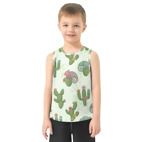 J JOYSAY Chameleon Cactus Green Boys Tank Top Sleeveless Muscle Shirts Quick Dry Sport Active Workout Kids T-Shirts 3-15T2