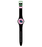 Swatch Crazy Square Pink Dial Black Rubber Unisex Watch GA109
