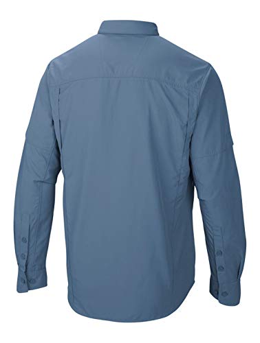 Columbia Silver Ridge Long Sleeve Shirt AM7453 - Camisa de Manga Larga para Senderismo, Nailon, Hombre, Gris (Steel), M