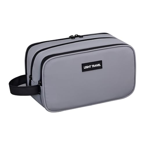 Borsa da Toilette da Viaggio Unisex per Cosmetici Beauty Case Impermeabile a Tre Strati di Grande Capacità Asciutta Bagnata Grigio