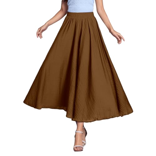 Robe longue fluide à taille élastique pour effacer les complexes avec confort