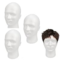 Pomberi 3 Pack Male Foam Head, 25x15cm, He-ad, Styrofoams Mannequin Head, Mannequinhead Stand Model Display, White Foam Wig Stand For Wigs, Hats,, Hairpieces