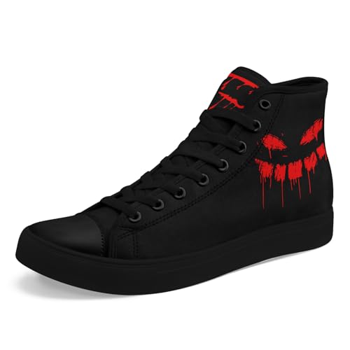 Womens Gothic High-Top Canvas Sneakers Punk Style Alternative Streetwear Canvas Shoes, Lace-Up Casual Skate Shoes for Men