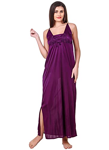 Image of Fasense Women's Satin Maxi Casual Nightgown