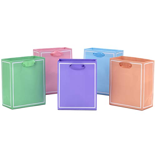 Hallmark 6 Small Pastel Easter Gift Bag Bundle Pack of 5 (Light Purple Pink Blue Orange Green) for Bridal Showers Baby Showers Birthdays and More