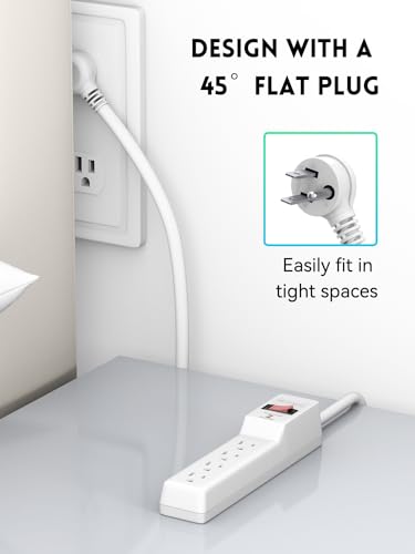 PLUGTUL Protector eléctrico con 4 tomas, cable de 6 pies, 980 Joules, con USB, color blanco miniatura 5