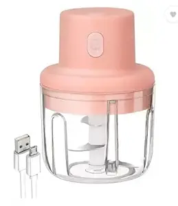 Blue Azure Electric USB Rechargeable Fruit Vegetable Onion Garlic Cutter Mixer Blender Garlic Press (Pink)