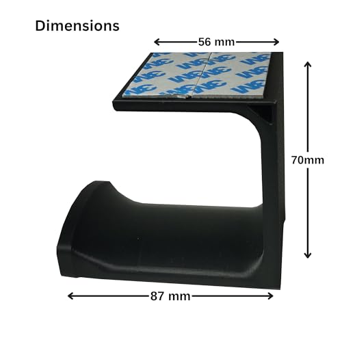 Image of Headphone Holder Stand, Self Adhesive Headphone Holder, Under Desk Hook, Double-Sided Adhesive Mount, Dual Headset Storage Hook, No Screws Black