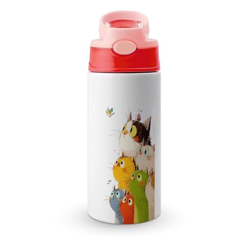 かわいい 猫の目 子供 水筒 ウォーターカップ 魔法瓶 スポーツボトル ポップアップ 漏れ防止 ステンレスボトル ティーカップ 保温 保冷 携帯便利 旅行 通勤 通学 大人 子供用 人気 プレゼント 350ml