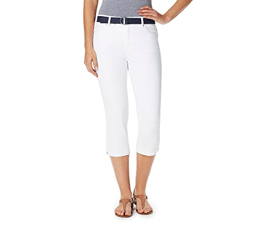 Bandolino Women's Mandie 5 Pocket Belted Capri, White, 12