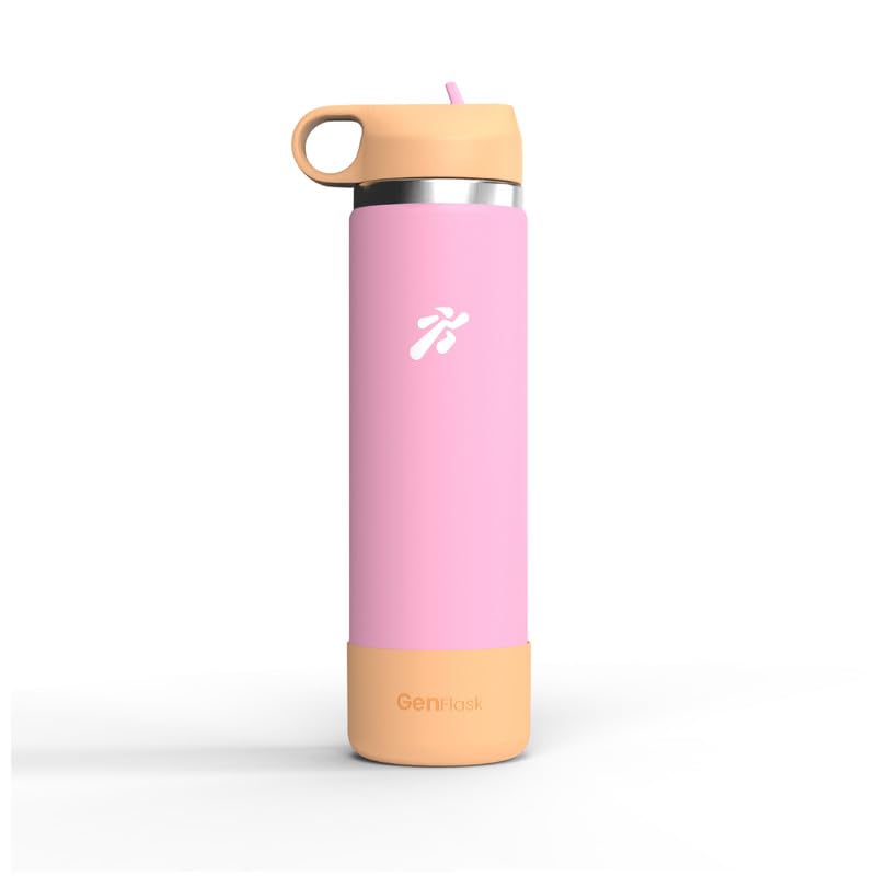 Image of VBOTT GENFLASK-FIGO - 800 ml |Thermosteel Flask with Straw Sipper with Finger Loop| SS 304 Water Bottle|Hot /Cold-18 /24 hrs|Insulated Bottles| Peach /Pink Colour |Multipurpose