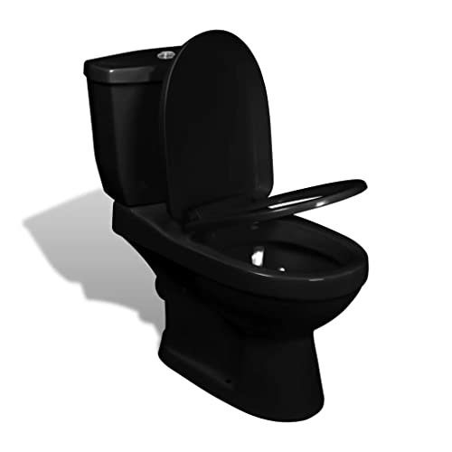 Ailgely Design Stand WC Bodenstehend mit Spülkasten Keramik Schwarz Toilette 70 x 39 x 76 cm (L x B x H) – Bild 7