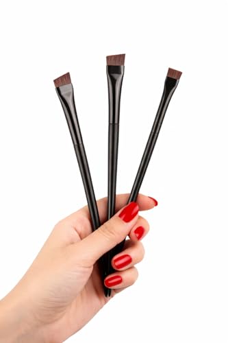 3x Pincel Chanfrado Profissional Premium Sobrancelha Henna Preto