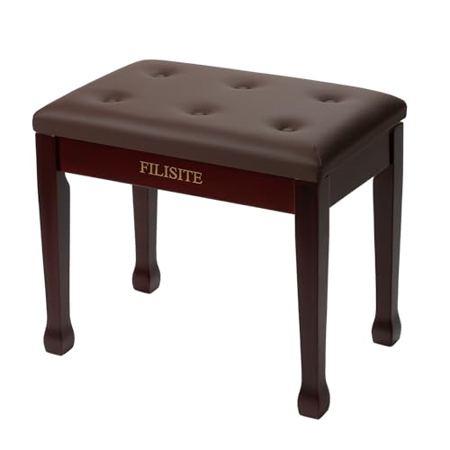FILISITE Wooden Piano Bench with Storage, Piano Stool with Waterproof Padded Cushion, Bench Seat for...