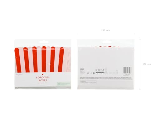 Popcorntüten gestreift 11x15,5cm 6er Set - Candy Bar/Salty Bar Tüten für Süßigkeiten und Party Snacks - Popcorn Behälter für Hochzeit Kindergeburtstag Filmabend Mottoparty - Rosa Rot