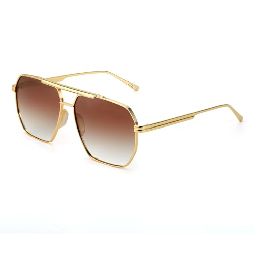 SODQW Tangle Free Aviator Sunglasses for Women Men Square Polarized Double Bridge Sun Glasses for Driving & Traveling