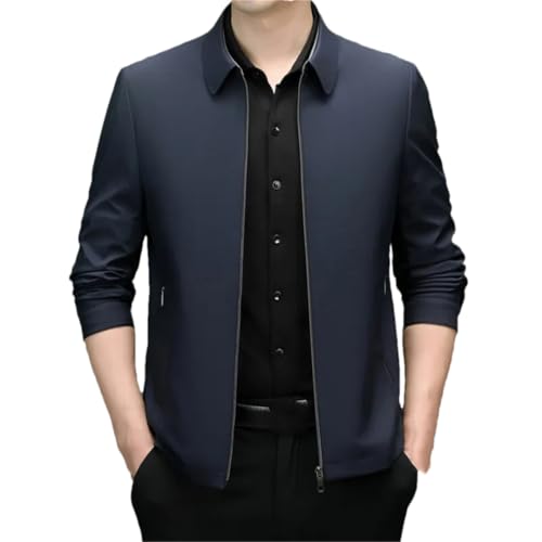 Men's Business Jacket Casual Lapel Long Sleeve Solid Color Full Zip Lightweight Outerwear