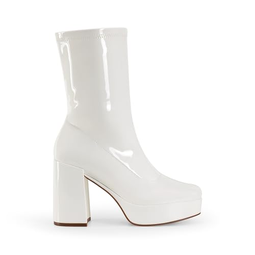 DREAM PAIRS Women's Mid Calf Gogo Boots Platform High Chunky Block Heel Square Toe Ankle Boots2