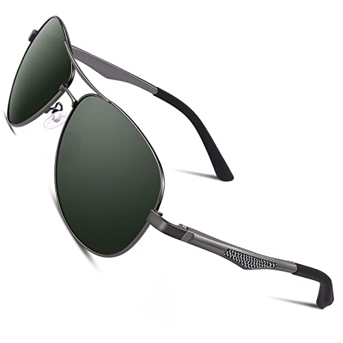 Image of CGID GA61 Premium Al-Mg Alloy Pilot Polarized Sunglasses UV400, Full Mirrored Spring Hinges Sun Glasses for Men Women Shades