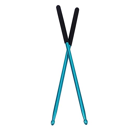 Baquetas para batería Abaodam, juego de 1 par, material aleación de aluminio, color azul, para práctica en pad de batería miniatura 1