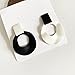 Unique Minimalist 70s 80s Vintage Metal Black White Round Circle Dangle Drop Earrings Elegant Chic Dainty Geometry Stud Earring for Women Statement Jewelry Gifts (Black White)