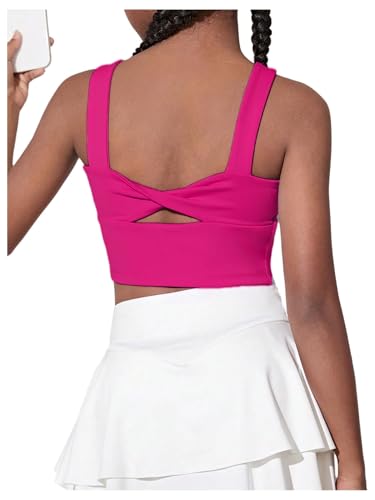 Image of WDIRARA Girl's Twist Back Sports Bras Backless Tank Top Workout Sports Shirts for Gym