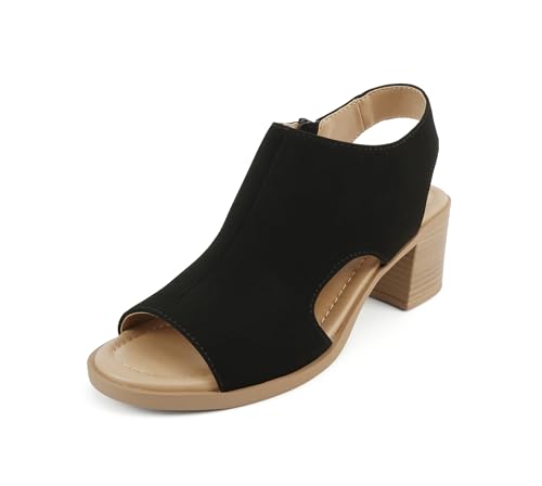 Image of CITYCLASSIFIED inchElect inch ~ Women's Peep Toe Laser Cut Geometric Caged Slingback Ankle Strap Low Stacked Heel Ankle Bootie