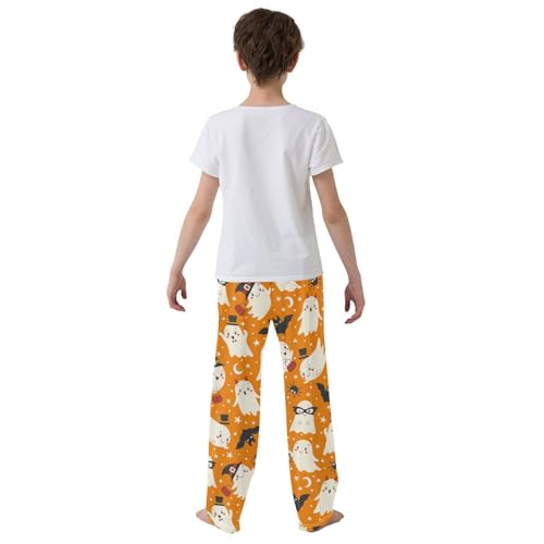 Boys' Pants Halloween Ghosts Bats Orange Long Bottoms Jogger Pants Elastic Waist Trousers with Pockets S-XL3