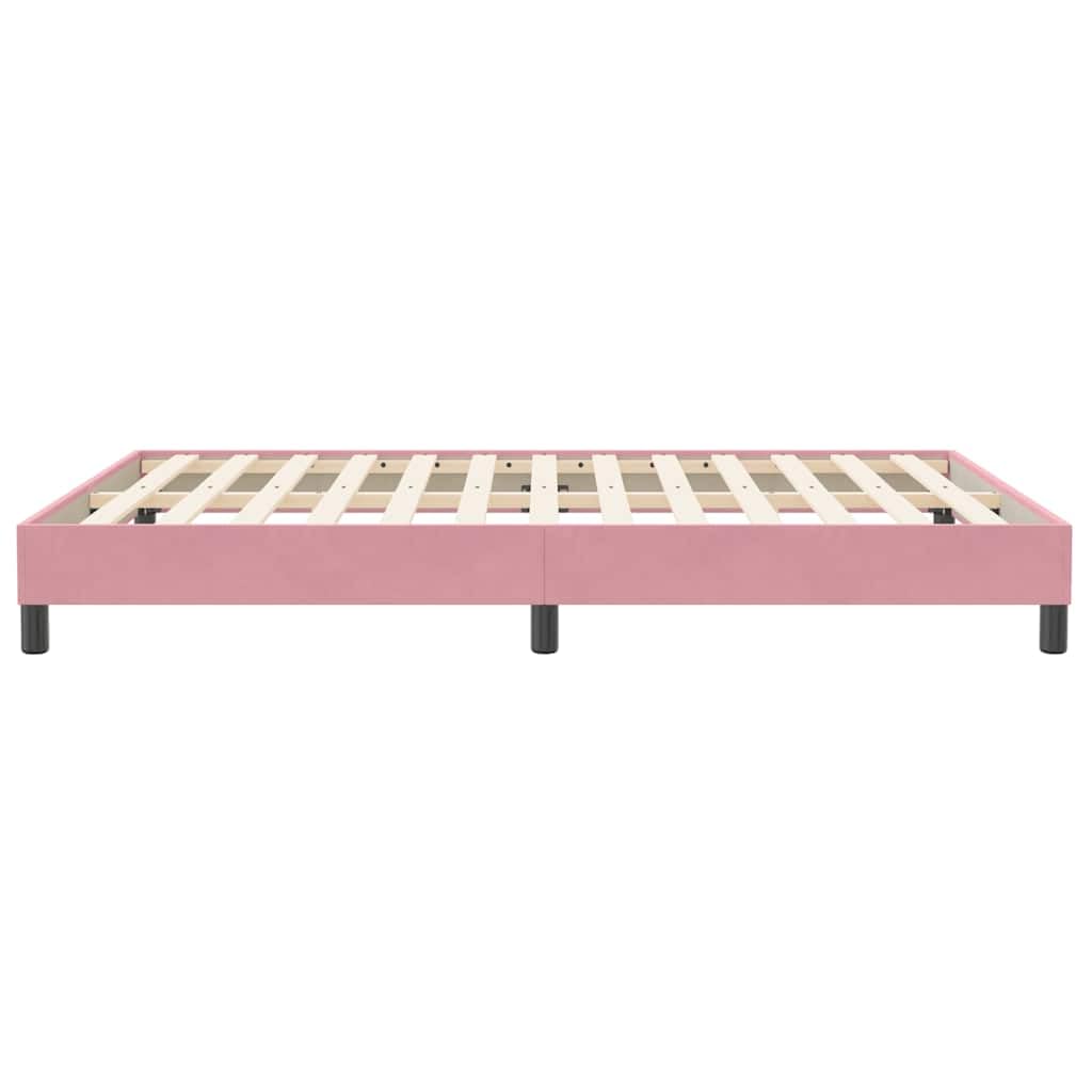 Aksamitne łóżko sprężynowe z listwowym stelażem Różowe 160x210 cm