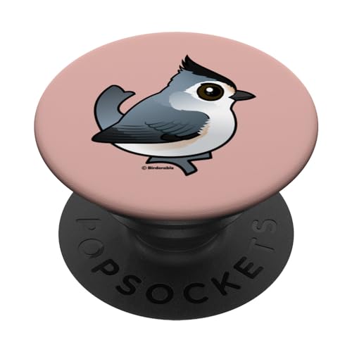 Cute Cartoon Black-crested Titmouse Birdorable Bird Species PopSockets Swappable PopGrip