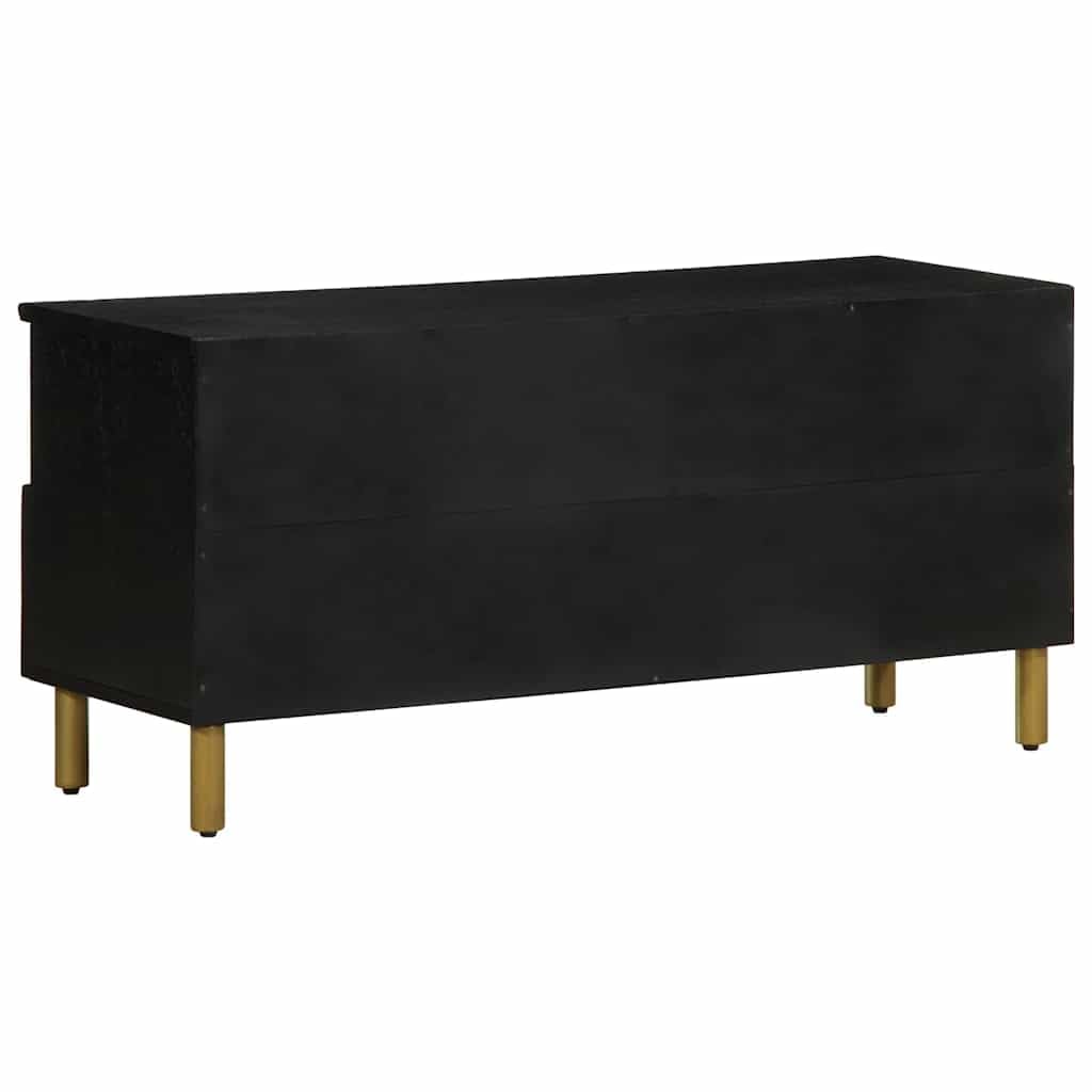 Szafka pod telewizor 100 x 33 x 46 cm drewno obrabiane czarne z miejscem do