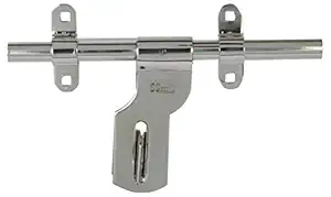 ssiskcon 16mm x 250mm = 10 inch, 3mm Flap/Pack of 24 Pieces (6 Sets) Platinum Finish Stainless Steel Aldrop Door Lock Bolt Tadi Latch Bend Plus Point