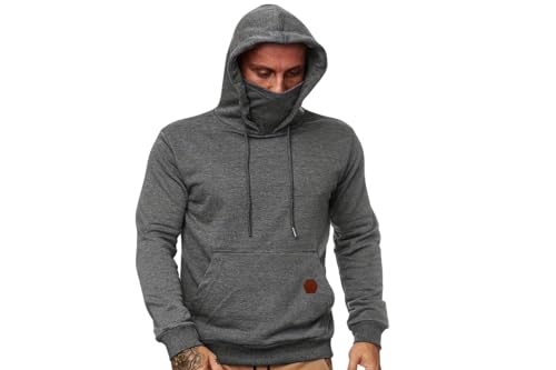 S.I.T.S Mens Pullover Sports Hoodie with Pocket and Mask, Fleece Sweater