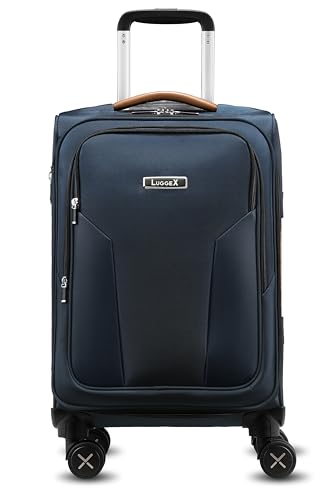 LUGGEX Carry On Luggage Suitcases with Spinner Wheels, 20 Inch Softside Expandable Rolling Suitcase for Travel, Business (Blue)