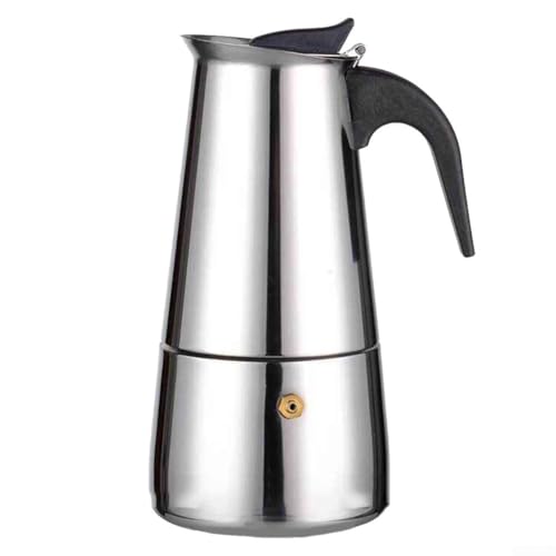 Zilimontt Stainless Steel Moka Pot Coffee Maker 2/4/6/9 Cups Stovetop Espresso Coffee Maker Compatible With Induction Cookers Heat Resistant Handle Coffee Brewer(300ML)