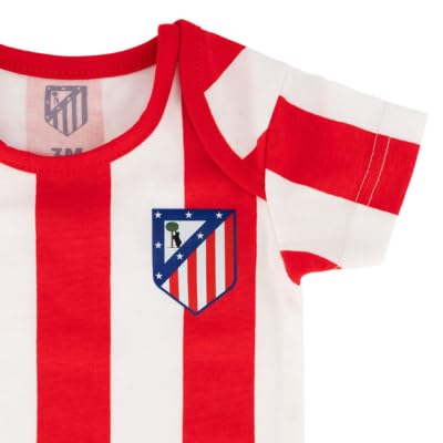 Atletico de Madrid - Body Bebé Oficial | Diseño rojiblanco con escudo | 100% algodón transpirable | Cierre con corchetes | Ideal para regalo colchonero