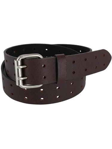 Dickies Men's 38MM Wide Two Prong Casual Leather Belt Brown S (30-32)3