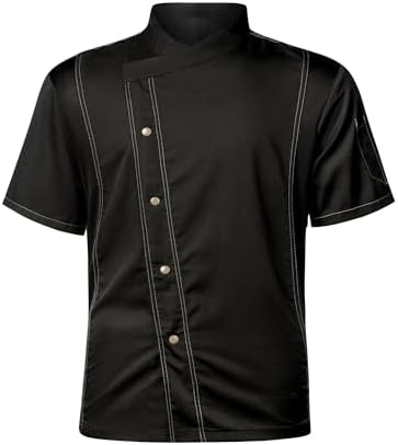 Unisex Chef Coat for Men Women Short Sleeves Solid Chef Jacket Hotel Restaurant Work Shirt Uniform