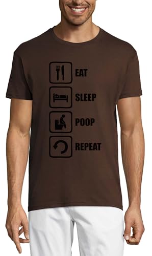 T-shirt col rond Eat Sleep Poop pour homme en coton idéal pour le week-end