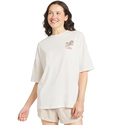 Billabong Womens Relaxed Fit Premium Soft Cotton Tee Short Sleeve Graphic Oversized T-Shirt Salt Crystal Large